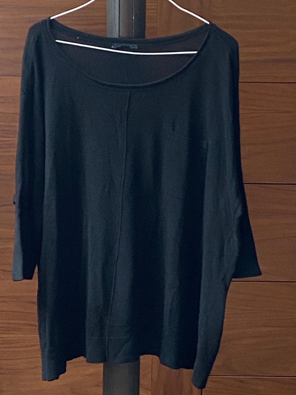 Eileen Fisher Black Scoop Neck Tunic Top with Pocket - Size 2X